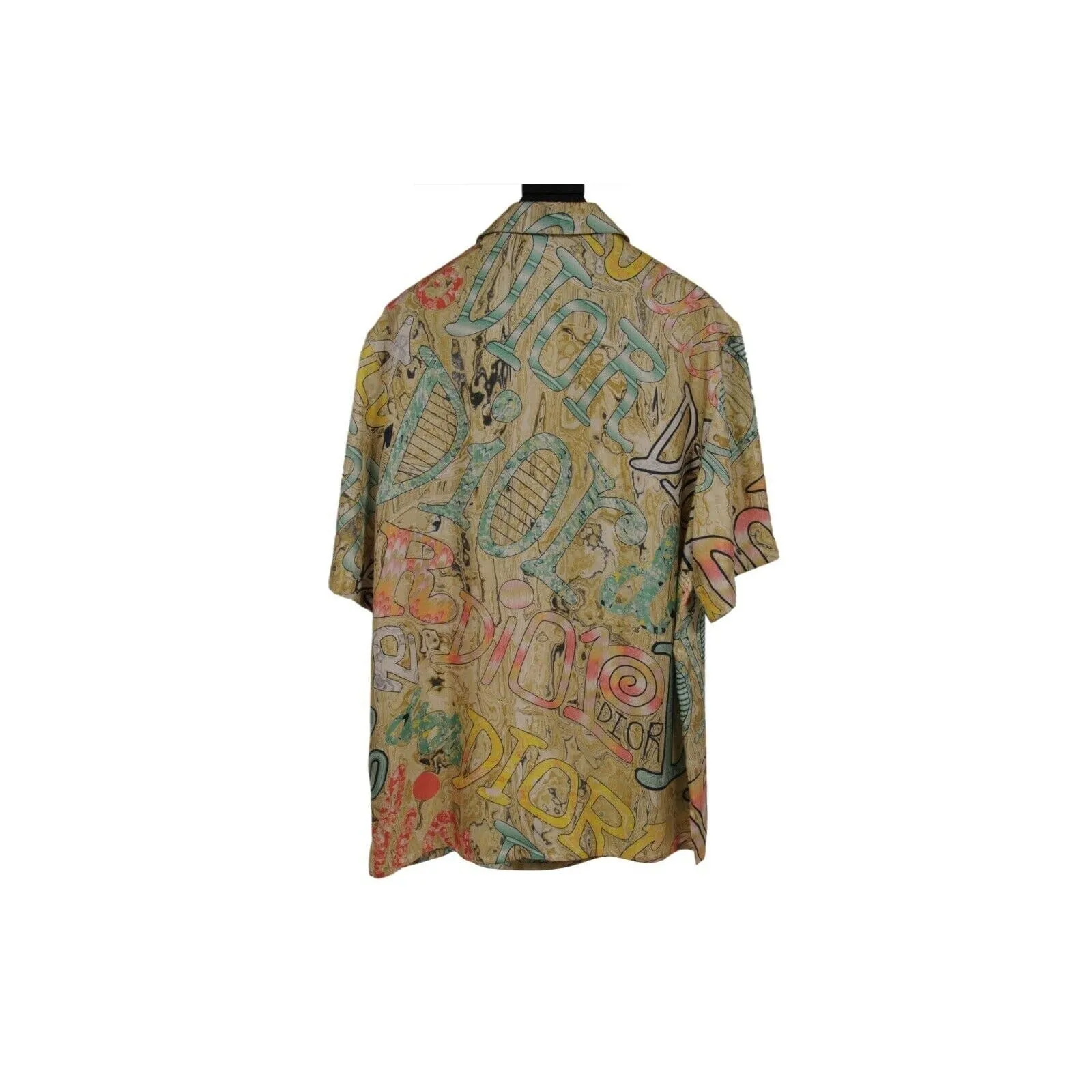 1 of 1 Logo Button Down Shirt IT 39 XL Green Silk Bowling Hand-Painted