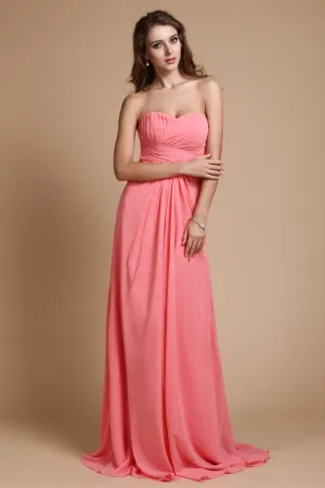 A-Line/Princess Sweetheart Sleeveless Ruffles Chiffon Long Bridesmaid Dresses