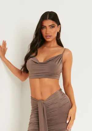 Althea Mocha Ruched Cowl Neck Bralette
