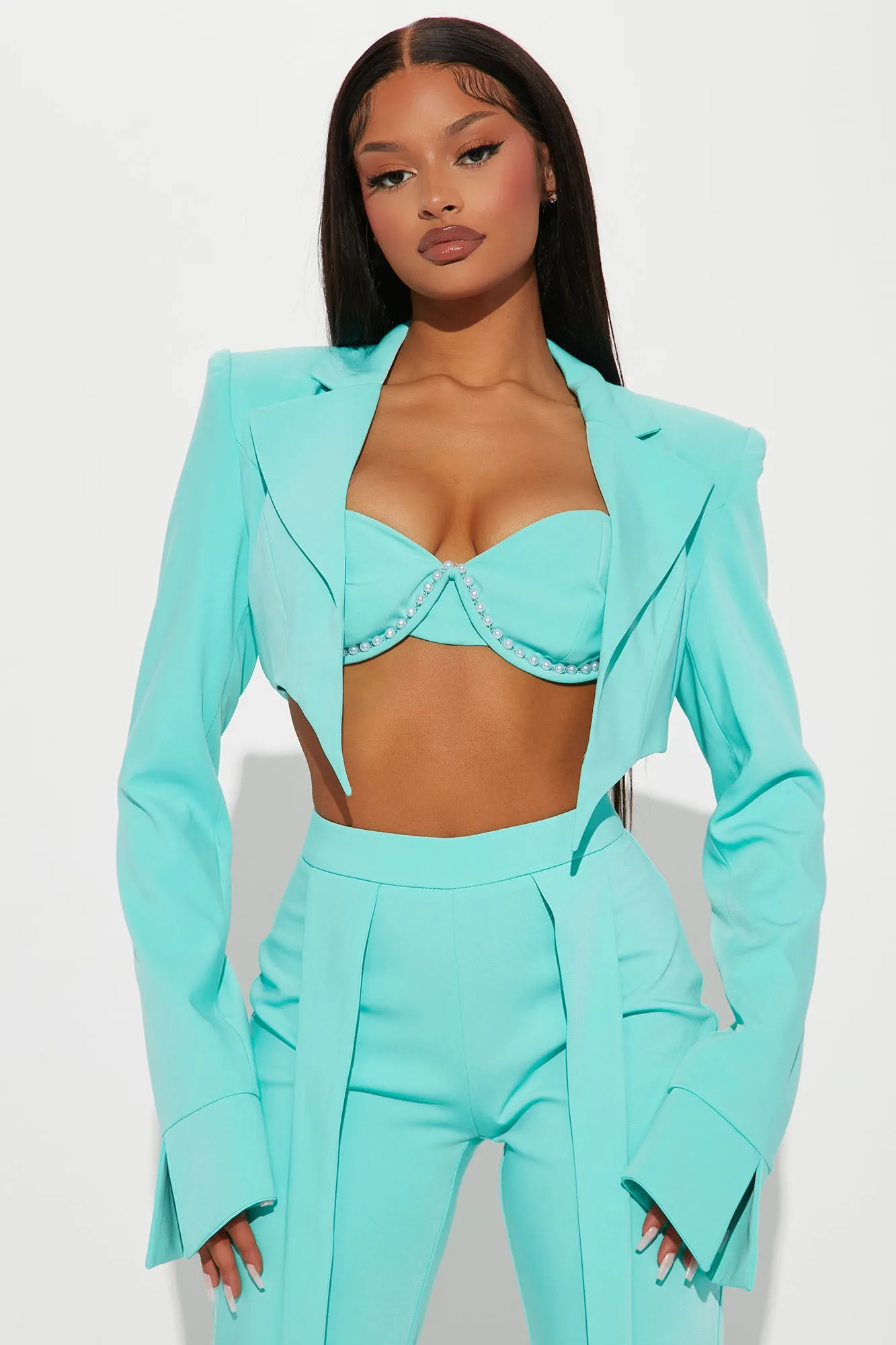 Amelia 3 Piece Blazer Pant Set - Turquoise