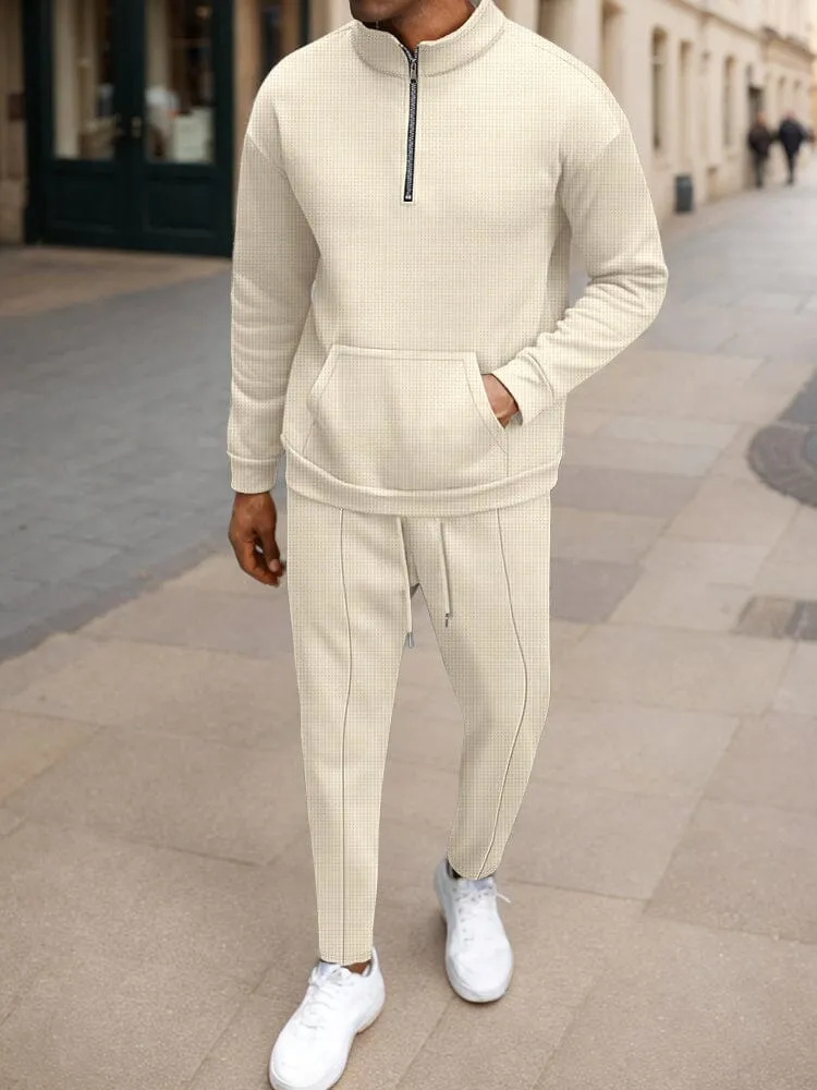 Athleisure Urban Fashion Waffle Matching Set