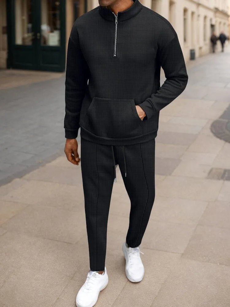 Athleisure Urban Fashion Waffle Matching Set