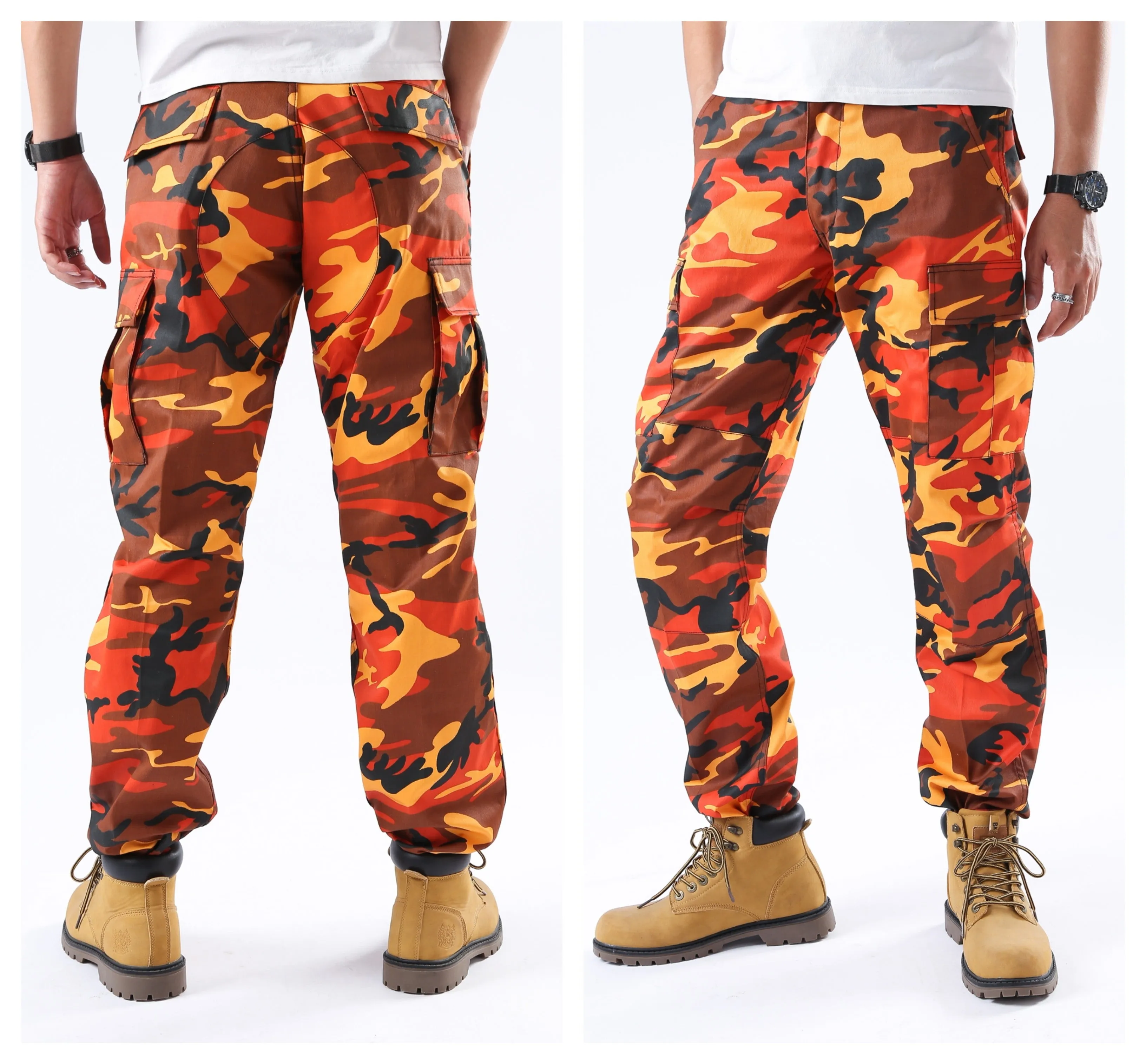 BACKBONE Mens Casual Cargo Pants Military Army Trousers BDU Pants Trousers with Zip Fly - Bright Camo and Solid Colors