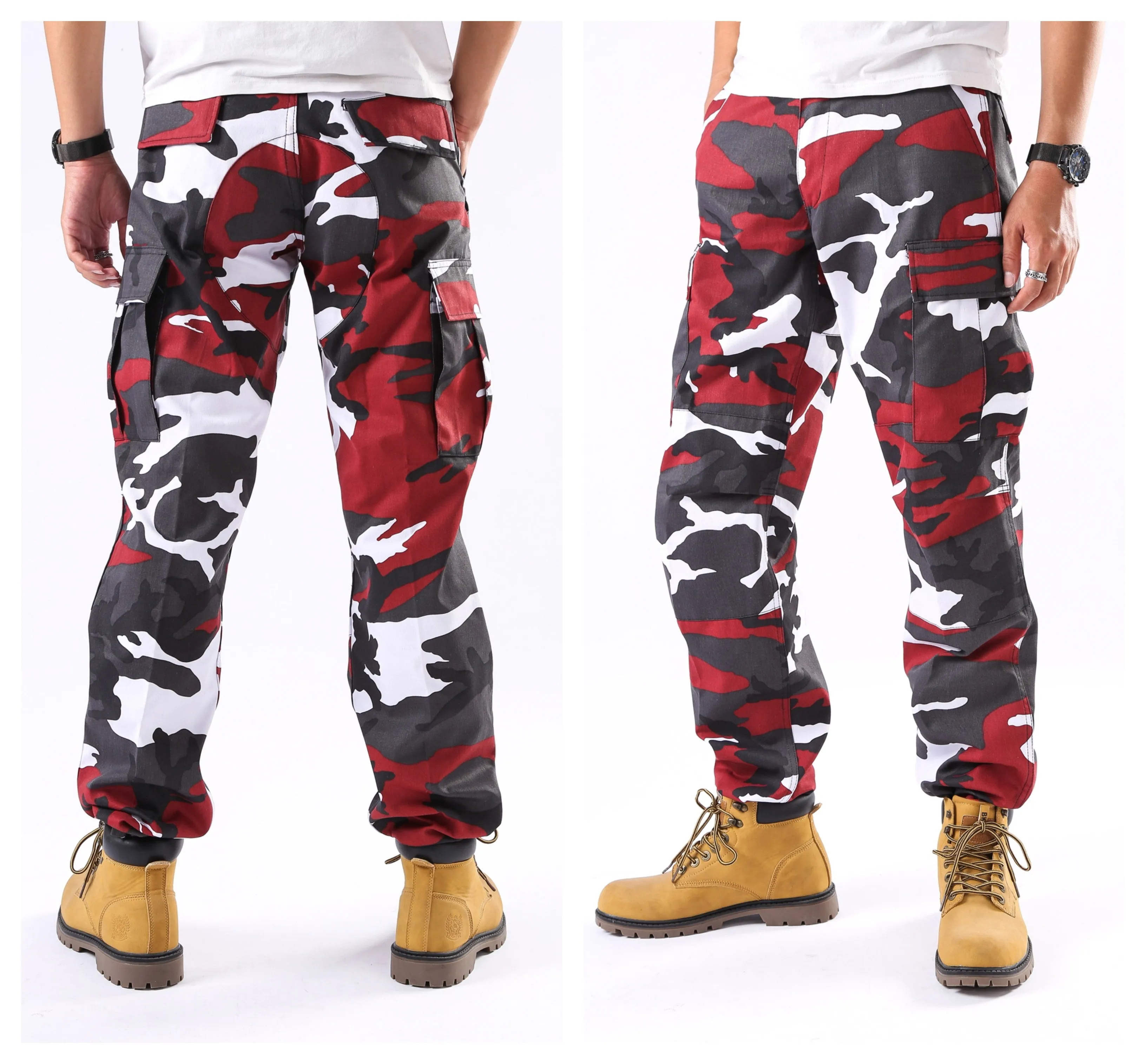 BACKBONE Mens Casual Cargo Pants Military Army Trousers BDU Pants Trousers with Zip Fly - Bright Camo and Solid Colors