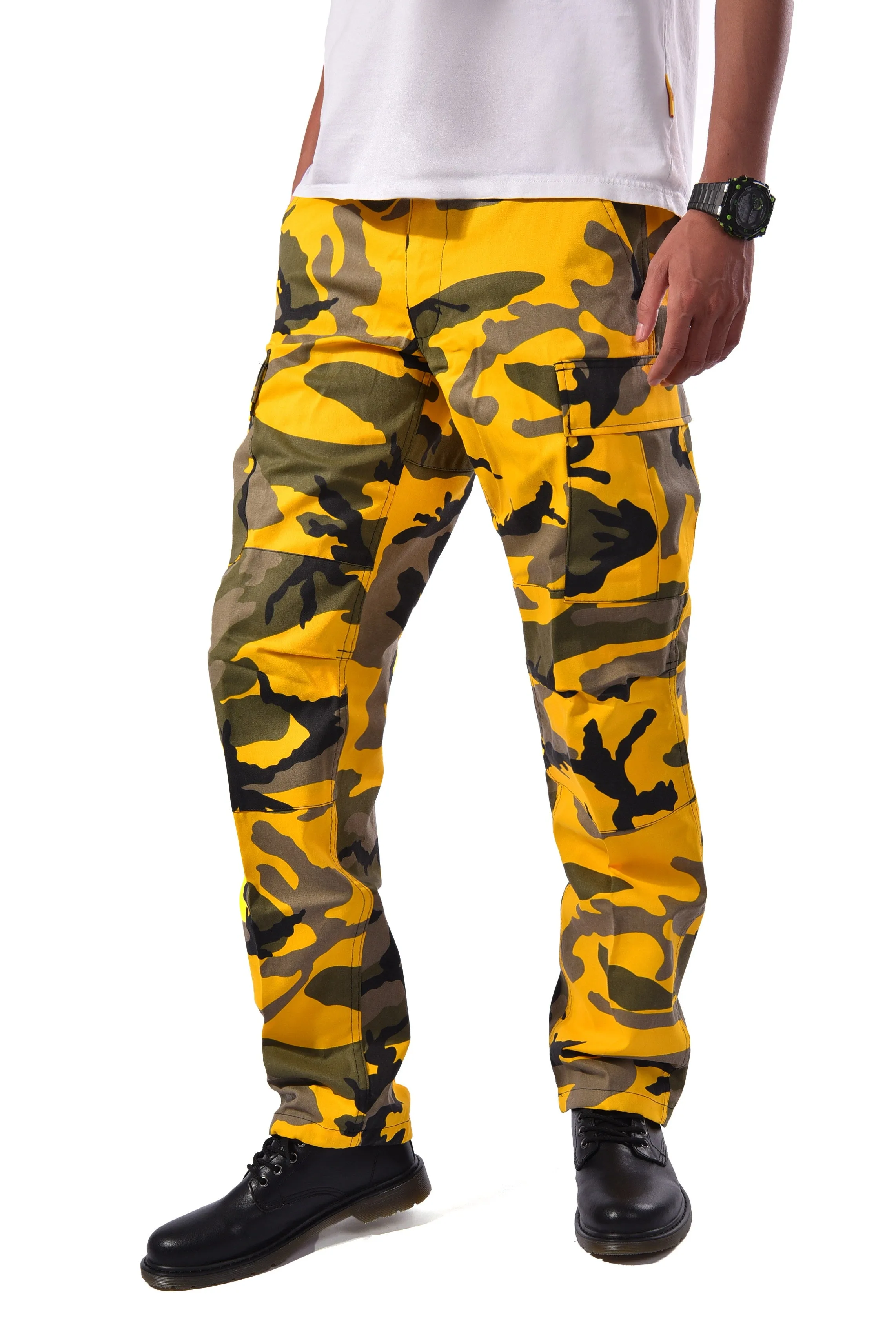 BACKBONE Mens Casual Cargo Pants Military Army Trousers BDU Pants Trousers with Zip Fly - Bright Camo and Solid Colors