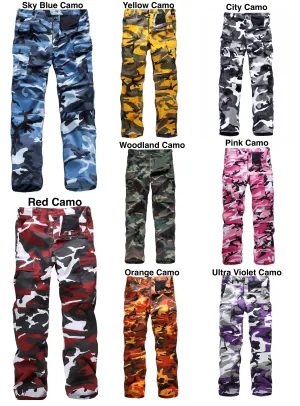 BACKBONE Mens Casual Cargo Pants Military Army Trousers BDU Pants Trousers with Zip Fly - Bright Camo and Solid Colors