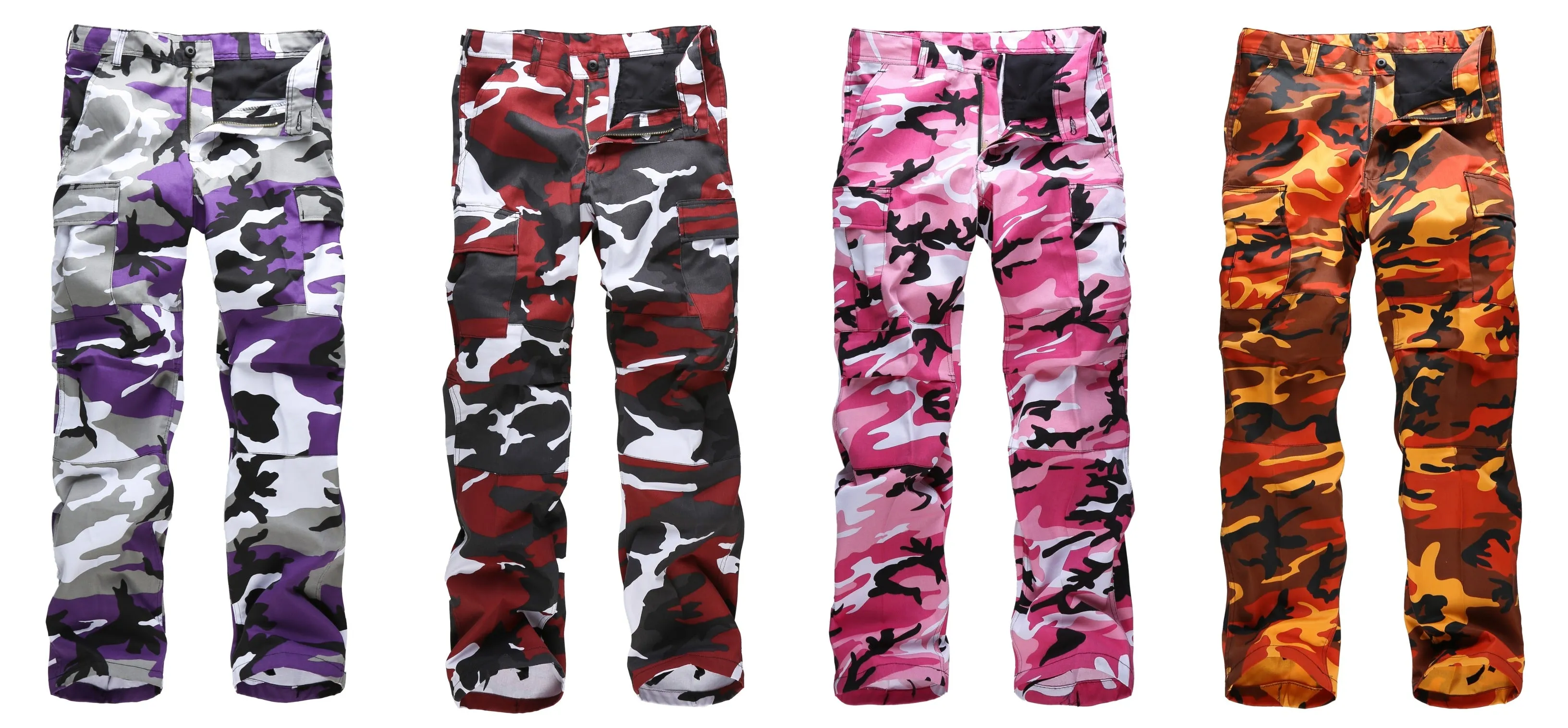 BACKBONE Mens Casual Cargo Pants Military Army Trousers BDU Pants Trousers with Zip Fly - Bright Camo and Solid Colors