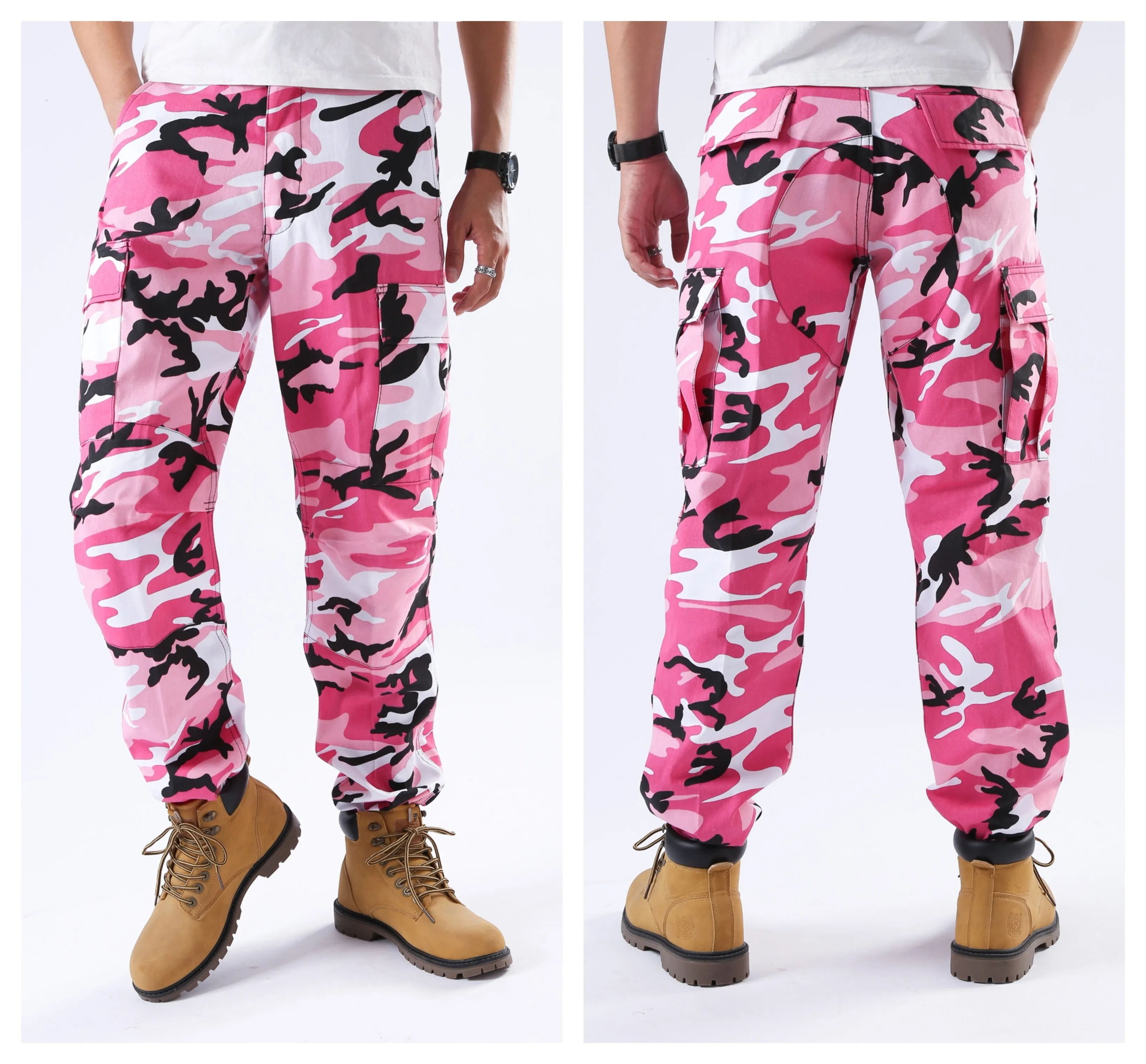 BACKBONE Mens Casual Cargo Pants Military Army Trousers BDU Pants Trousers with Zip Fly - Bright Camo and Solid Colors