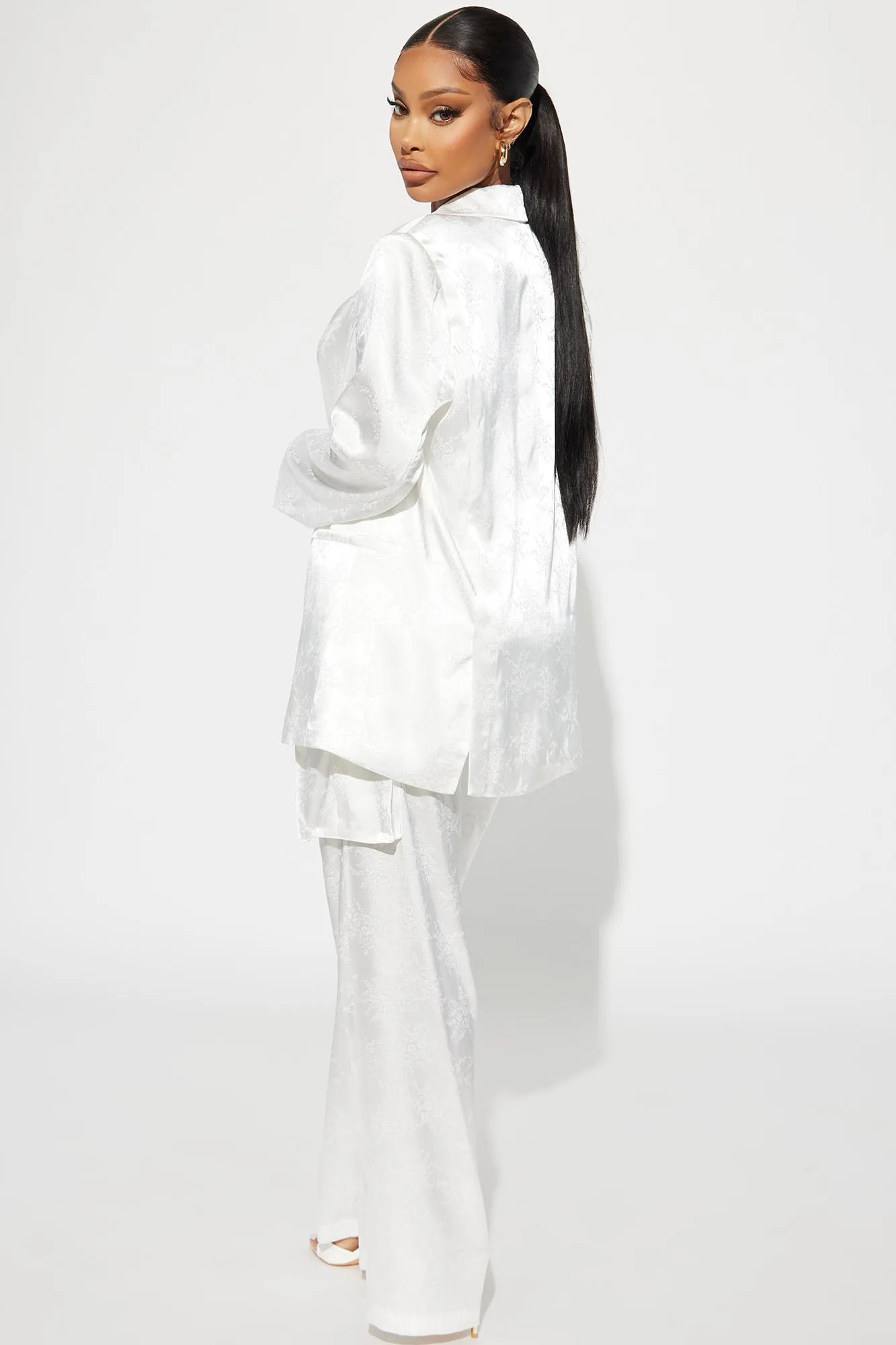 Bailey Satin 3 Piece Pant Set - Off White