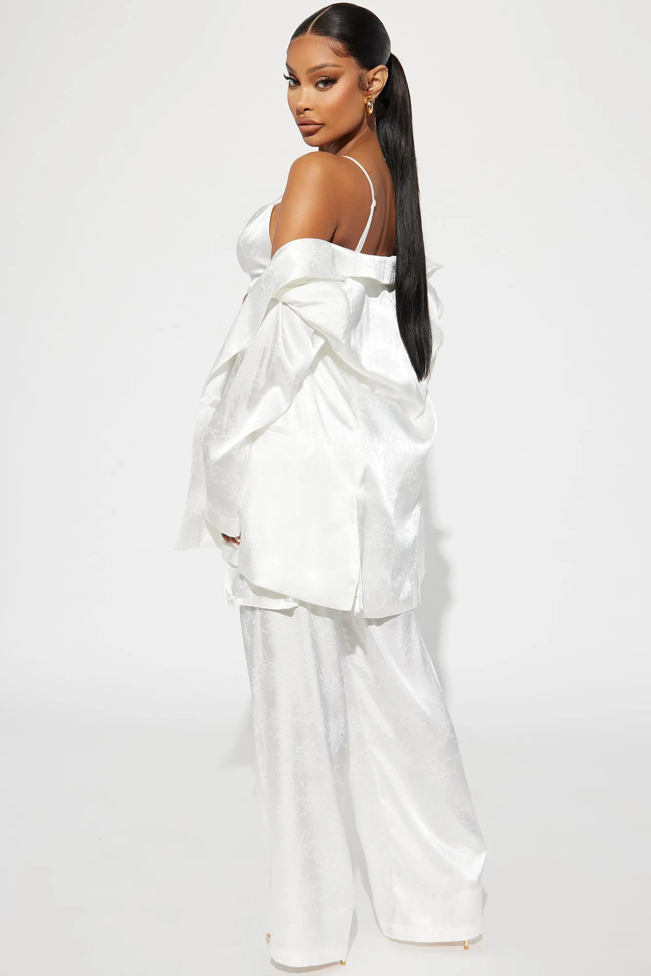 Bailey Satin 3 Piece Pant Set - Off White