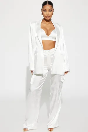 Bailey Satin 3 Piece Pant Set - Off White