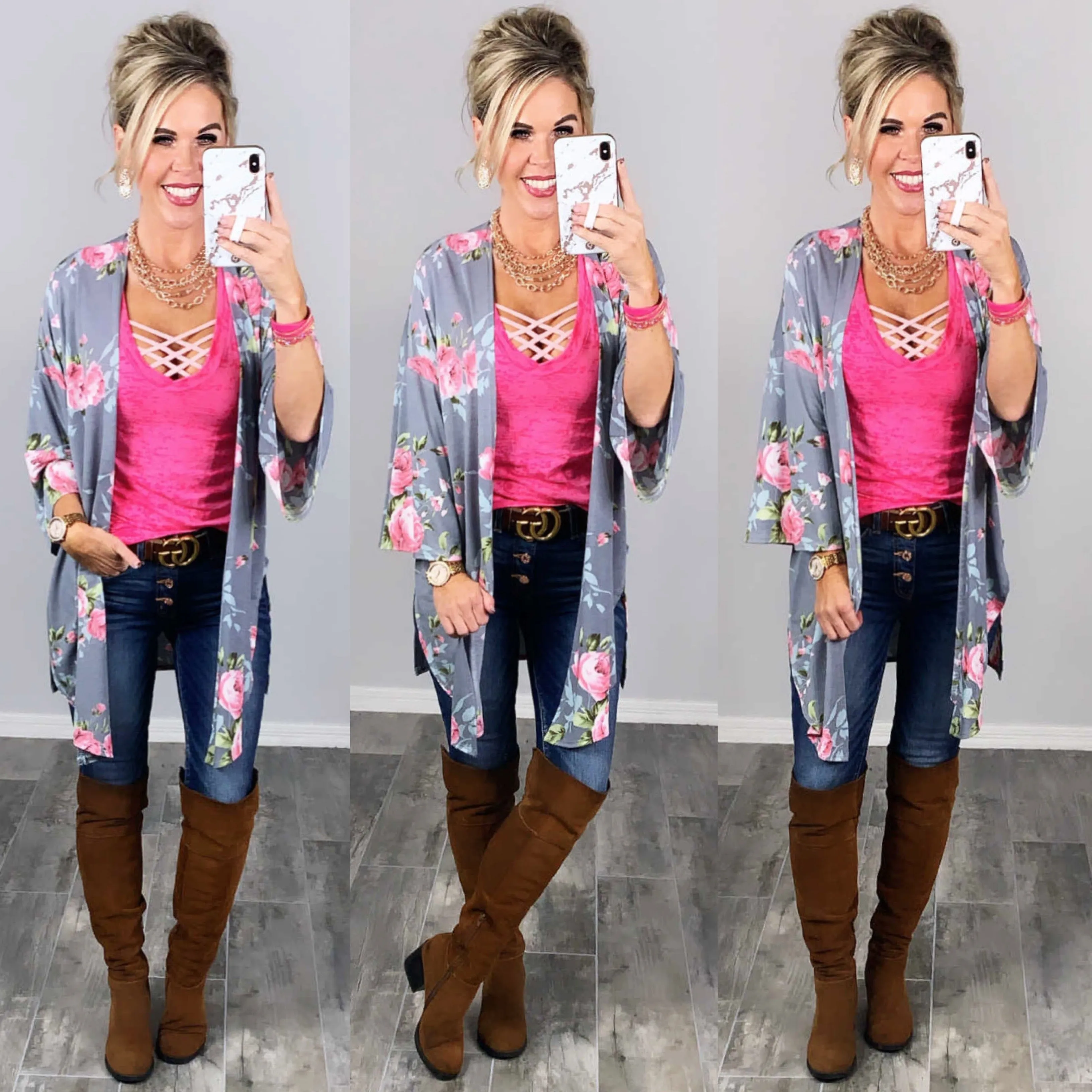 BASIC BURNOUT DEEP V-NECK TEE - FUSCHIA