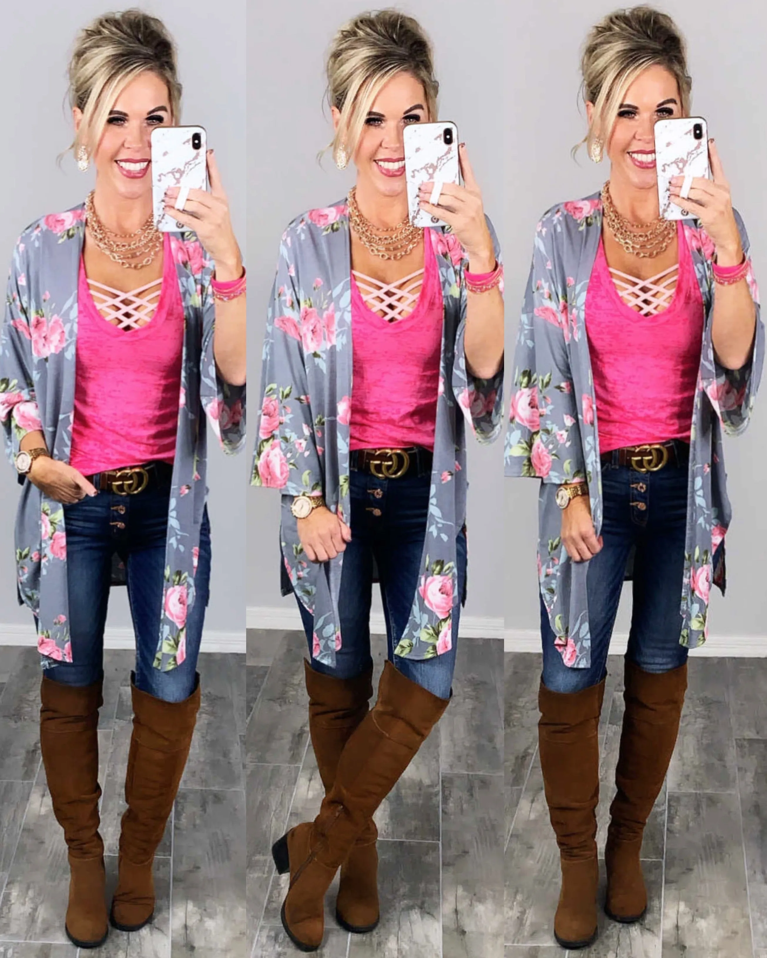 BASIC BURNOUT DEEP V-NECK TEE - FUSCHIA