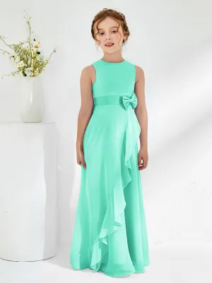 Bateau Neckline Ruffle Junior Bridesmaid Gowns Spa