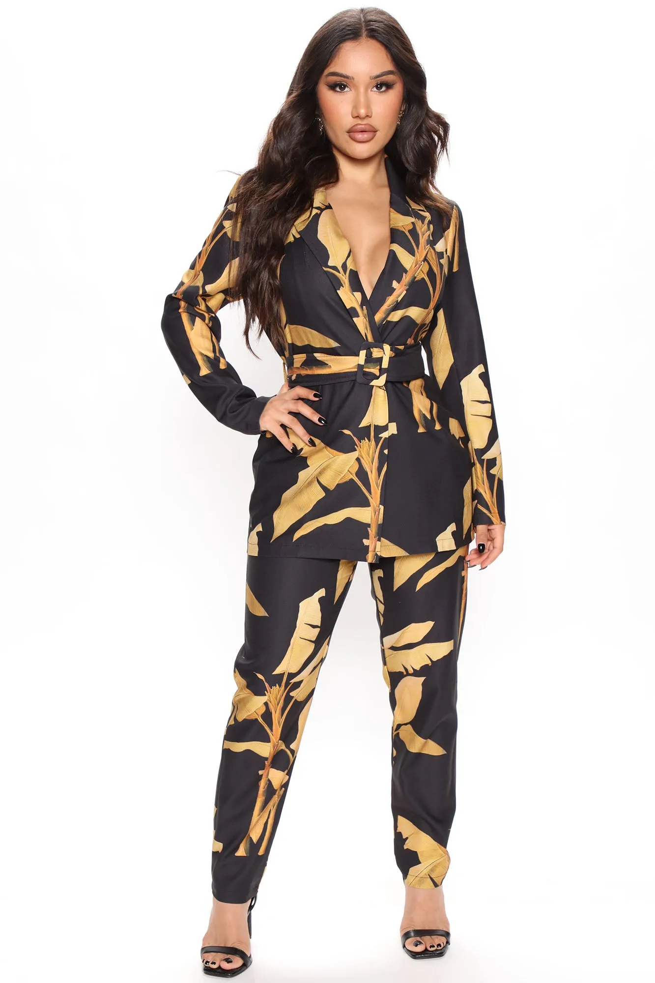 Bianca Blazer Pant Set - Black/combo