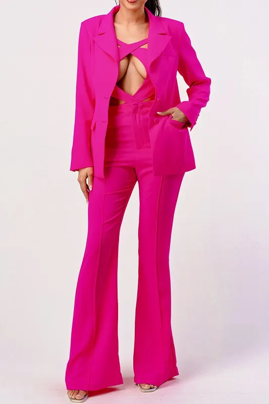 Black sexy cutout two pcs suit