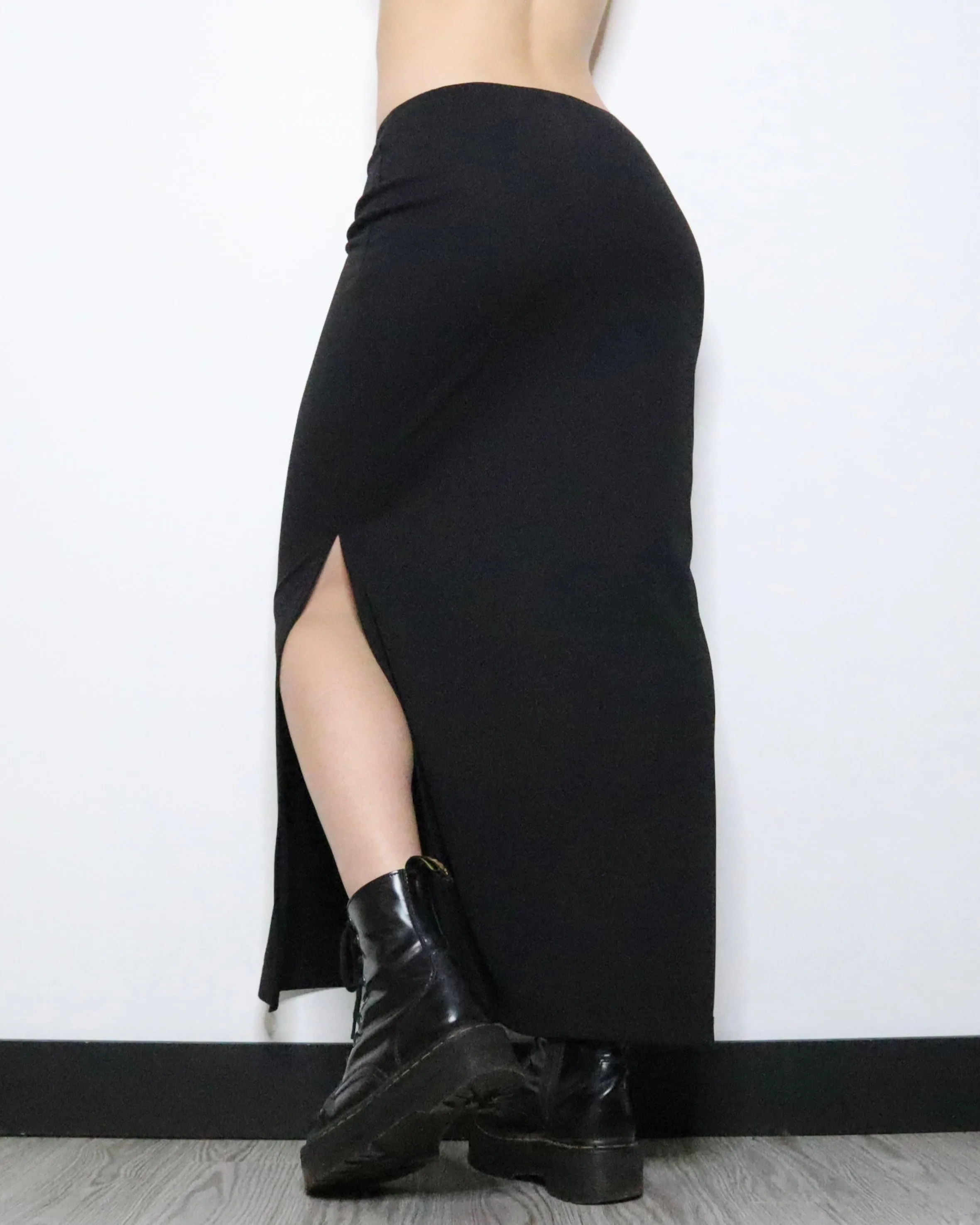 Black Slit Maxi Skirt (S-M) 