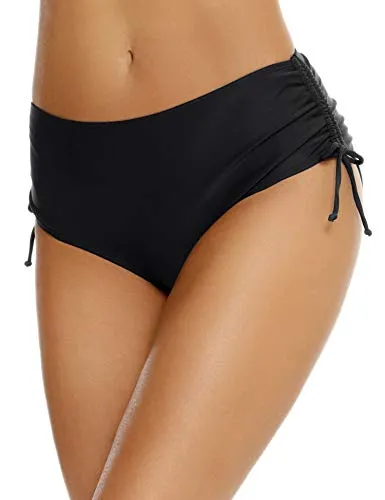 Bonneuitbebe Women's Bikini Bottoms Full Coverage Swim Bottoms Mid Waisted Bathing Suit Bottoms Swimsuit Bottoms Red