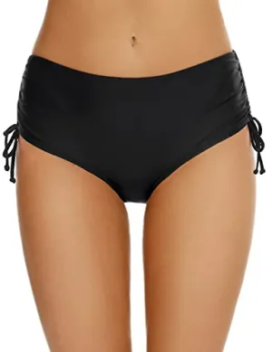 Bonneuitbebe Women's Bikini Bottoms Full Coverage Swim Bottoms Mid Waisted Bathing Suit Bottoms Swimsuit Bottoms Red