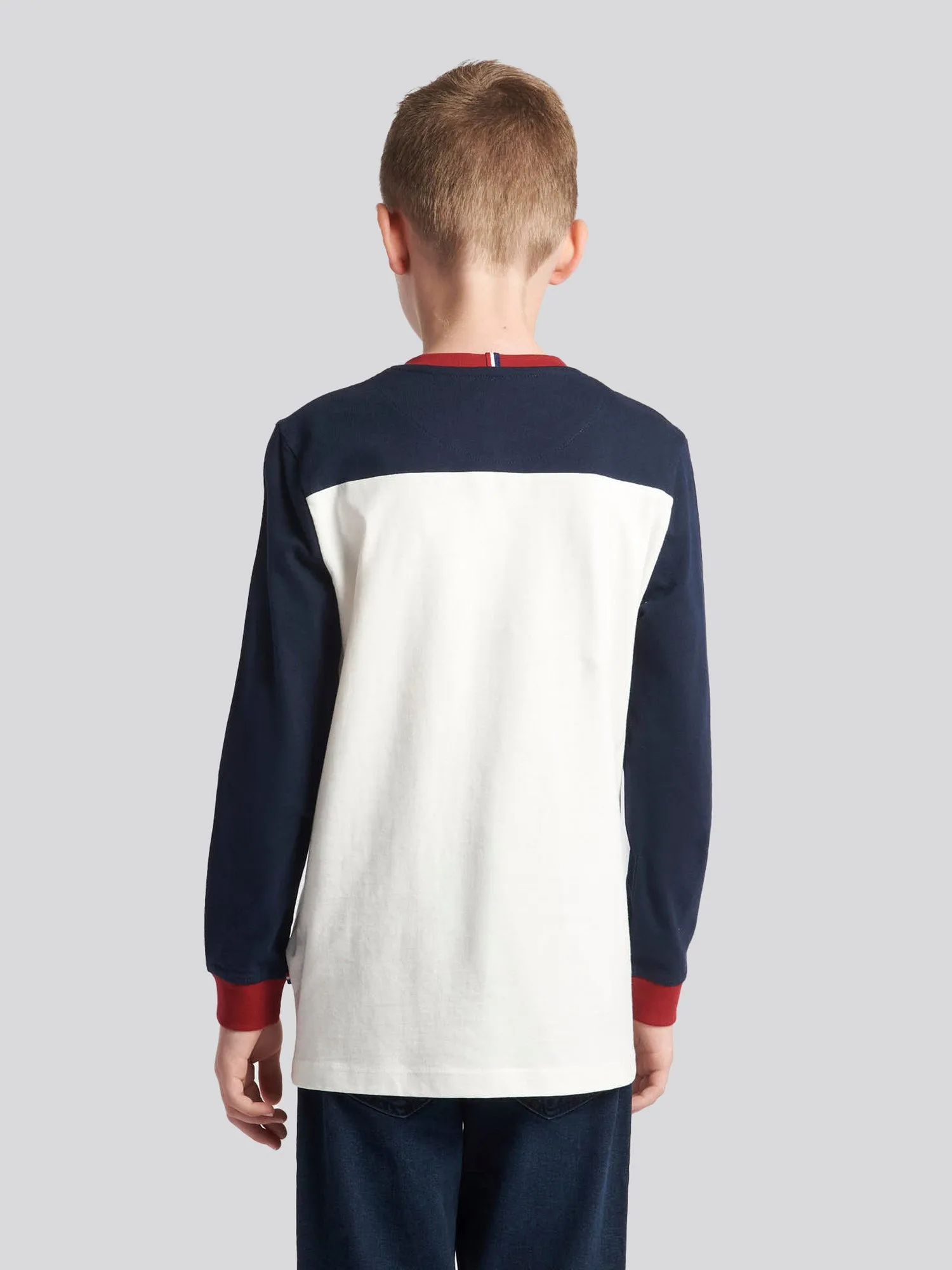 Boys Colour Block Long Sleeve T-Shirt in Marshmallow