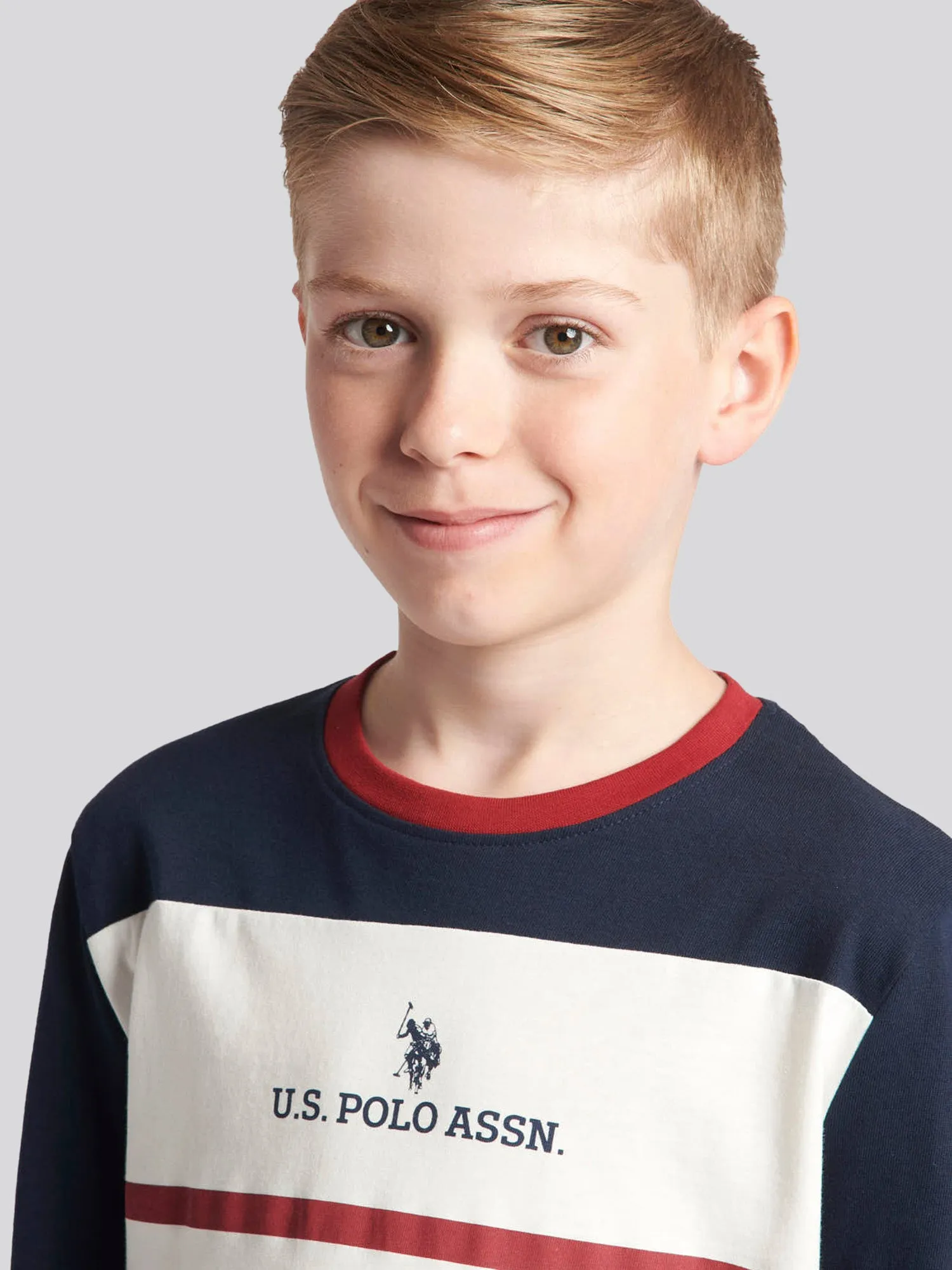 Boys Colour Block Long Sleeve T-Shirt in Marshmallow