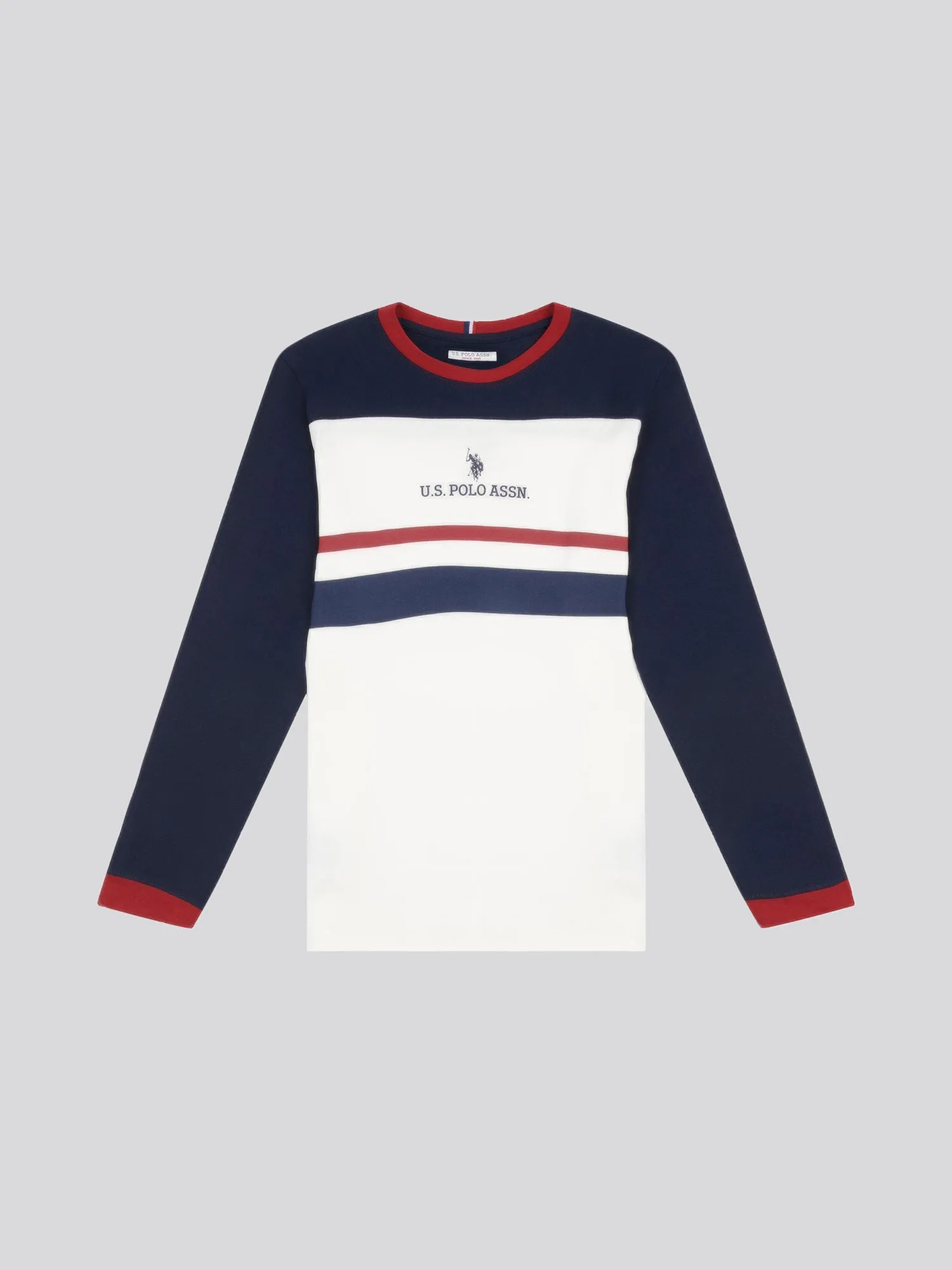 Boys Colour Block Long Sleeve T-Shirt in Marshmallow