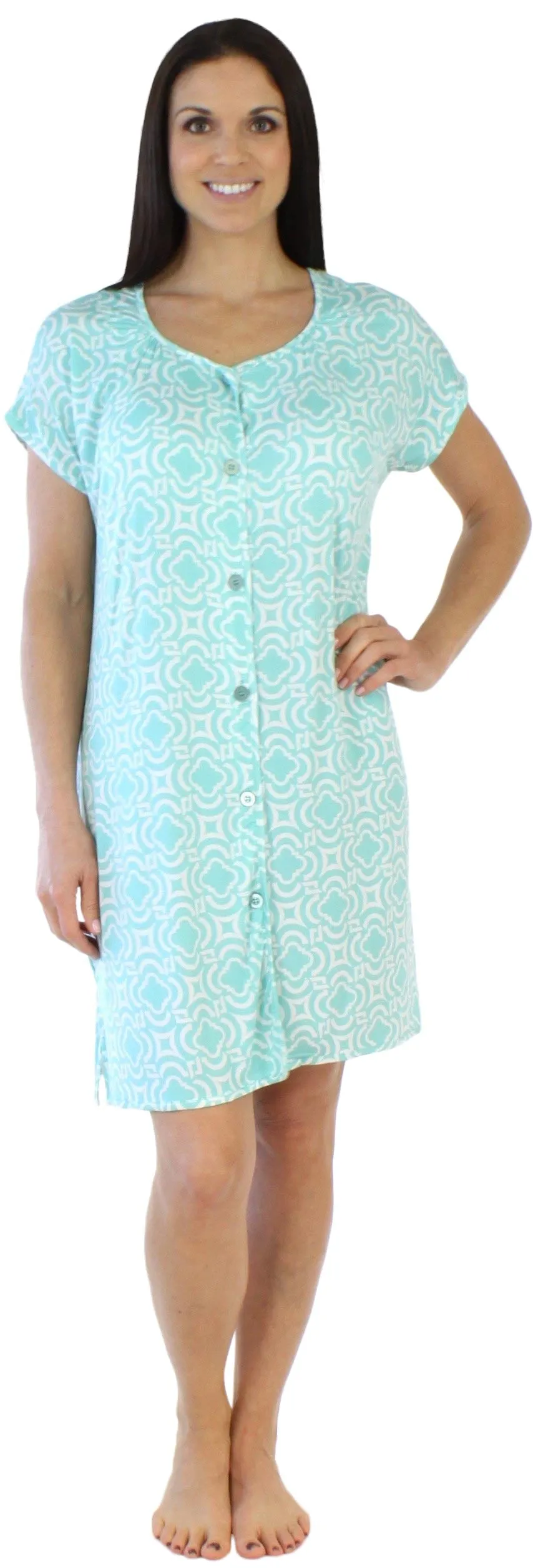 bSoft Women's Bamboo Jersey Button Up Sleep Dress Pajama