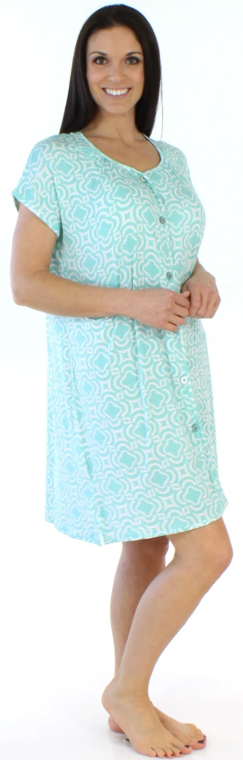 bSoft Women's Bamboo Jersey Button Up Sleep Dress Pajama
