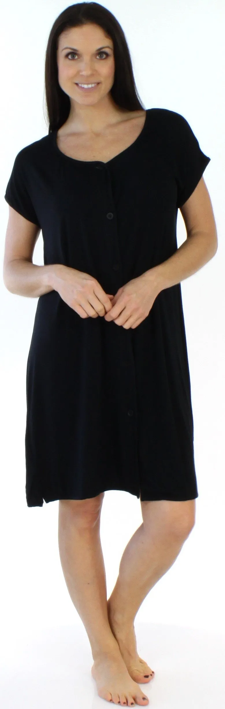 bSoft Women's Bamboo Jersey Button Up Sleep Dress Pajama