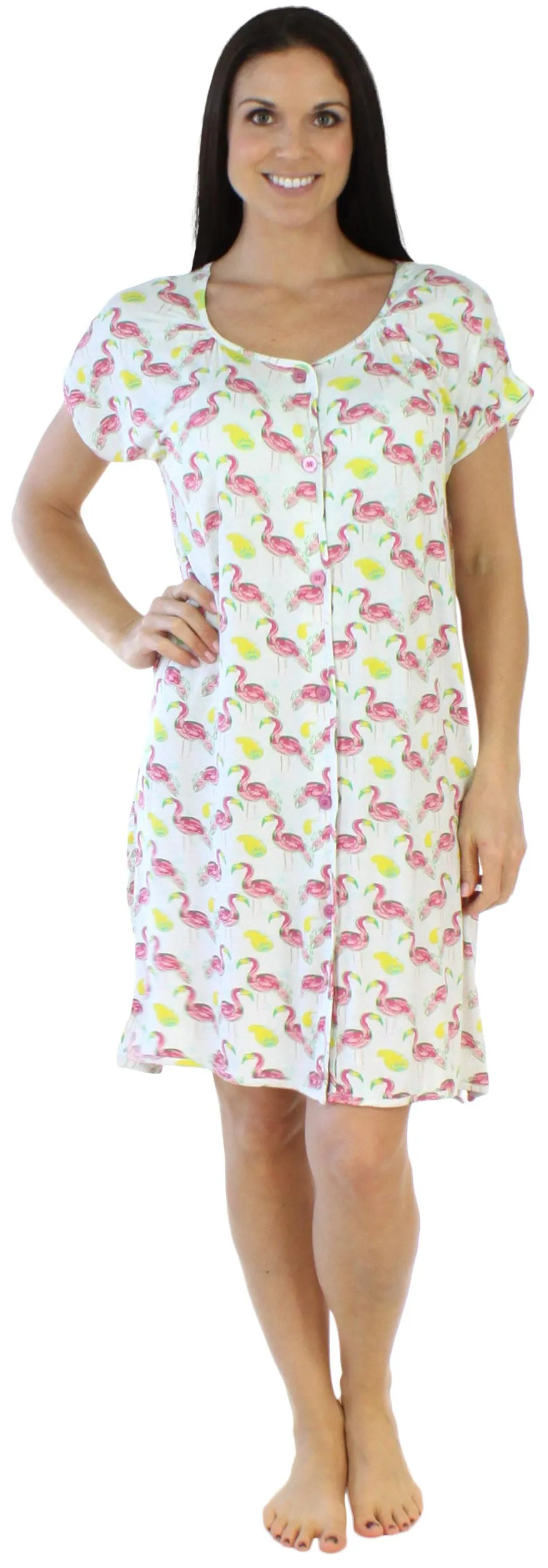 bSoft Women's Bamboo Jersey Button Up Sleep Dress Pajama