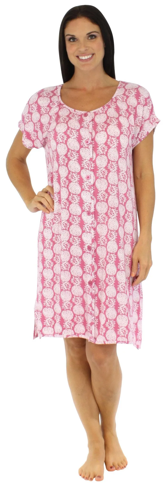 bSoft Women's Bamboo Jersey Button Up Sleep Dress Pajama