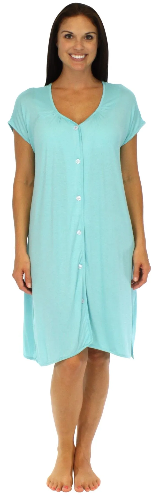 bSoft Women's Bamboo Jersey Button Up Sleep Dress Pajama