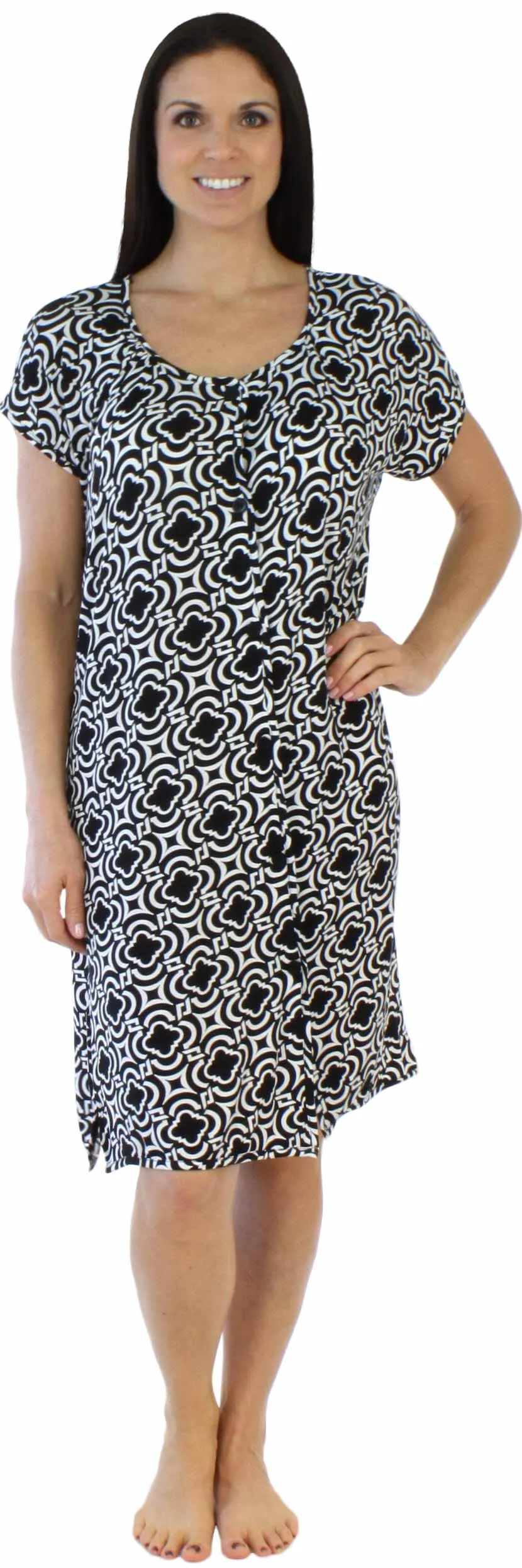 bSoft Women's Bamboo Jersey Button Up Sleep Dress Pajama