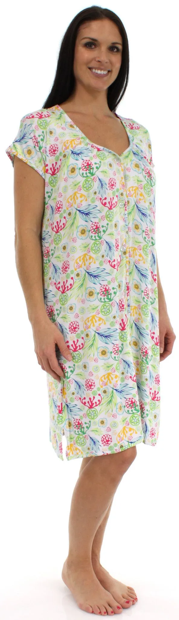 bSoft Women's Bamboo Jersey Button Up Sleep Dress Pajama
