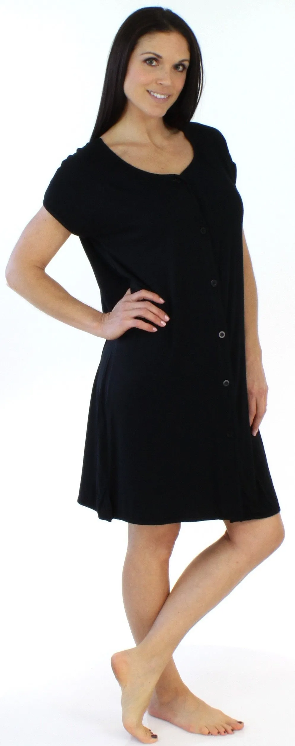 bSoft Women's Bamboo Jersey Button Up Sleep Dress Pajama