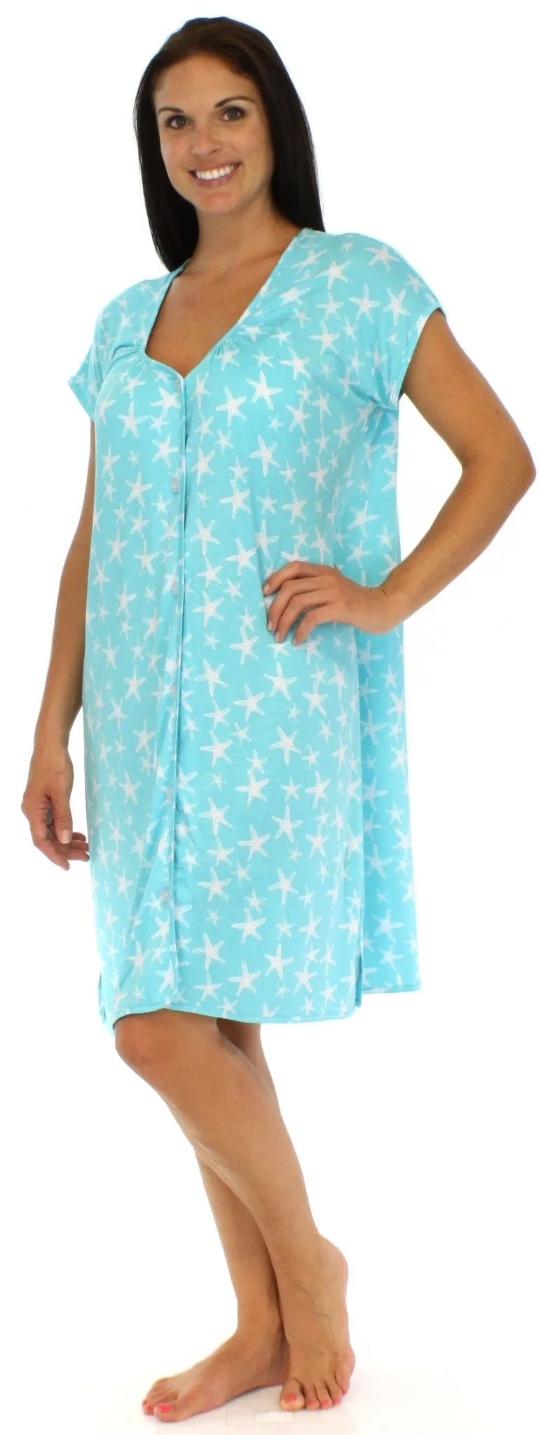 bSoft Women's Bamboo Jersey Button Up Sleep Dress Pajama