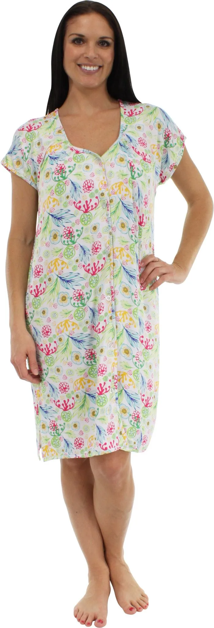 bSoft Women's Bamboo Jersey Button Up Sleep Dress Pajama