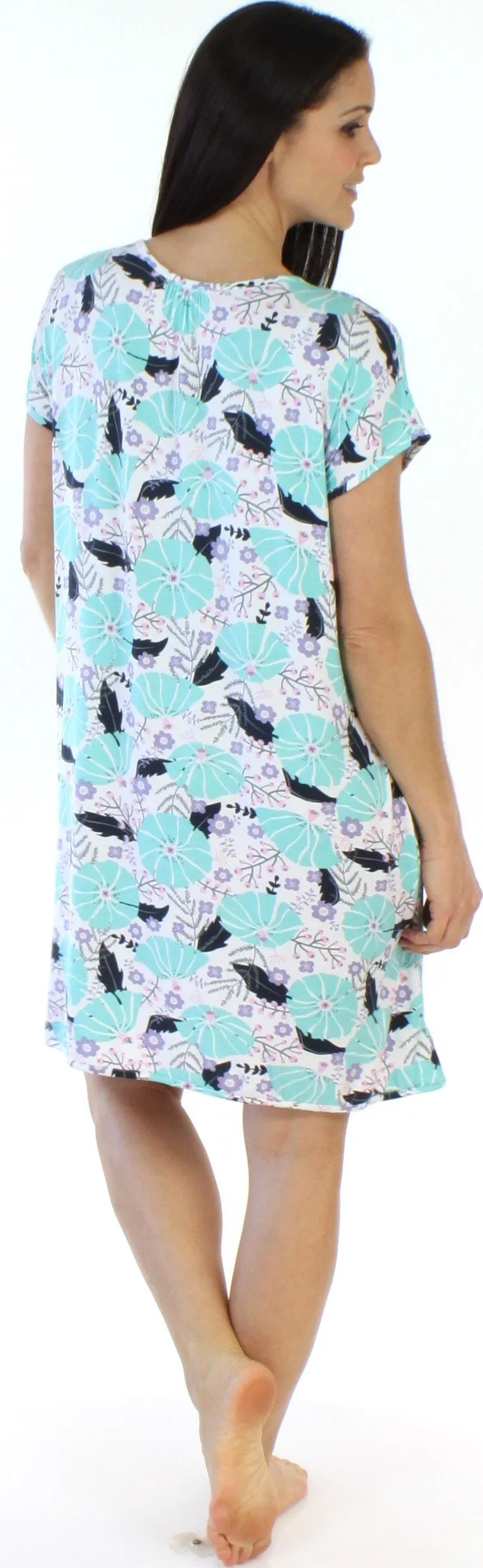 bSoft Women's Bamboo Jersey Button Up Sleep Dress Pajama