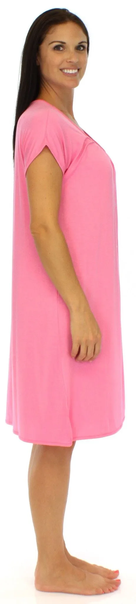 bSoft Women's Bamboo Jersey Button Up Sleep Dress Pajama