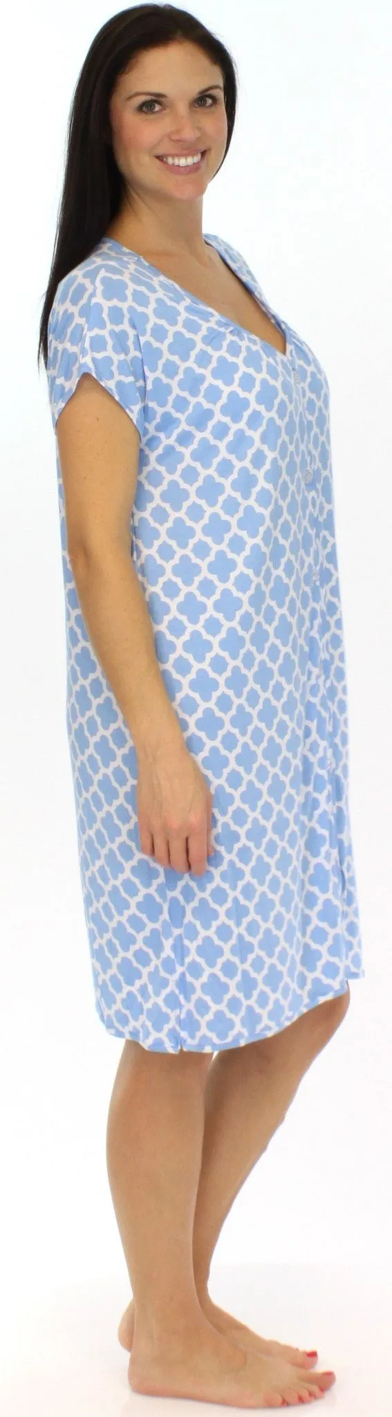 bSoft Women's Bamboo Jersey Button Up Sleep Dress Pajama