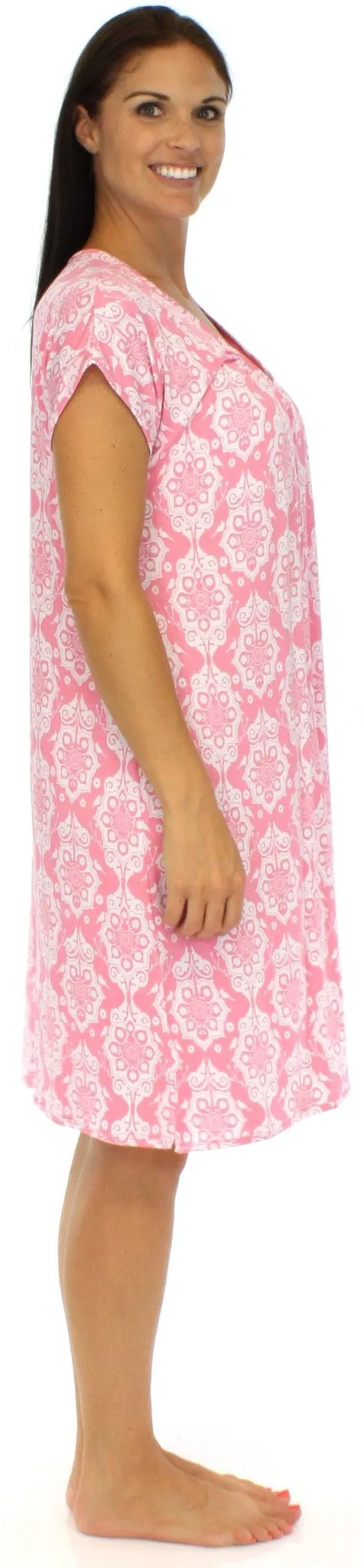 bSoft Women's Bamboo Jersey Button Up Sleep Dress Pajama