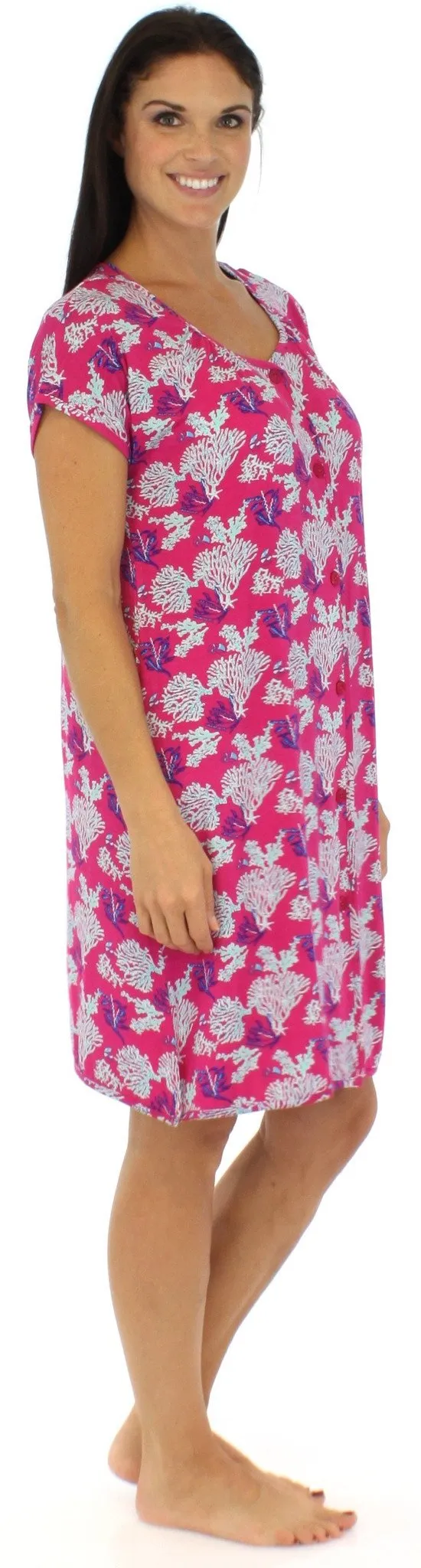 bSoft Women's Bamboo Jersey Button Up Sleep Dress Pajama