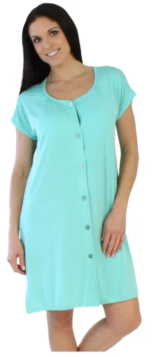 bSoft Women's Bamboo Jersey Button Up Sleep Dress Pajama