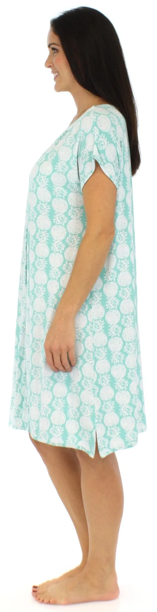 bSoft Women's Bamboo Jersey Button Up Sleep Dress Pajama