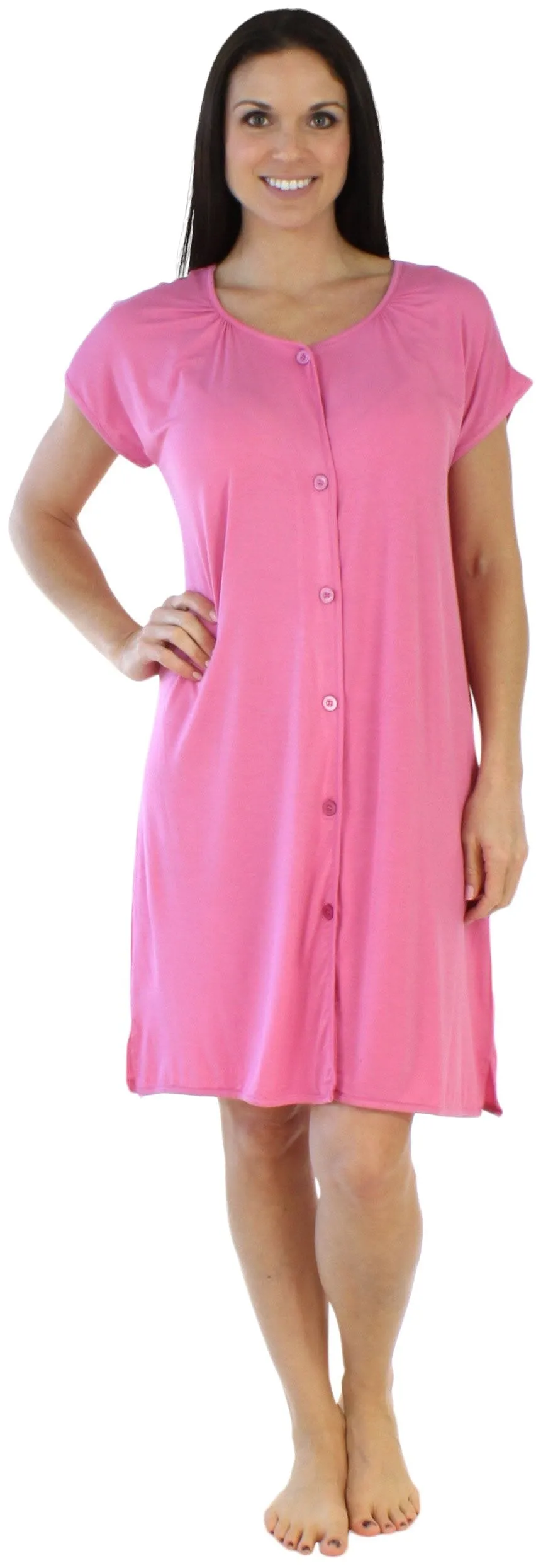 bSoft Women's Bamboo Jersey Button Up Sleep Dress Pajama
