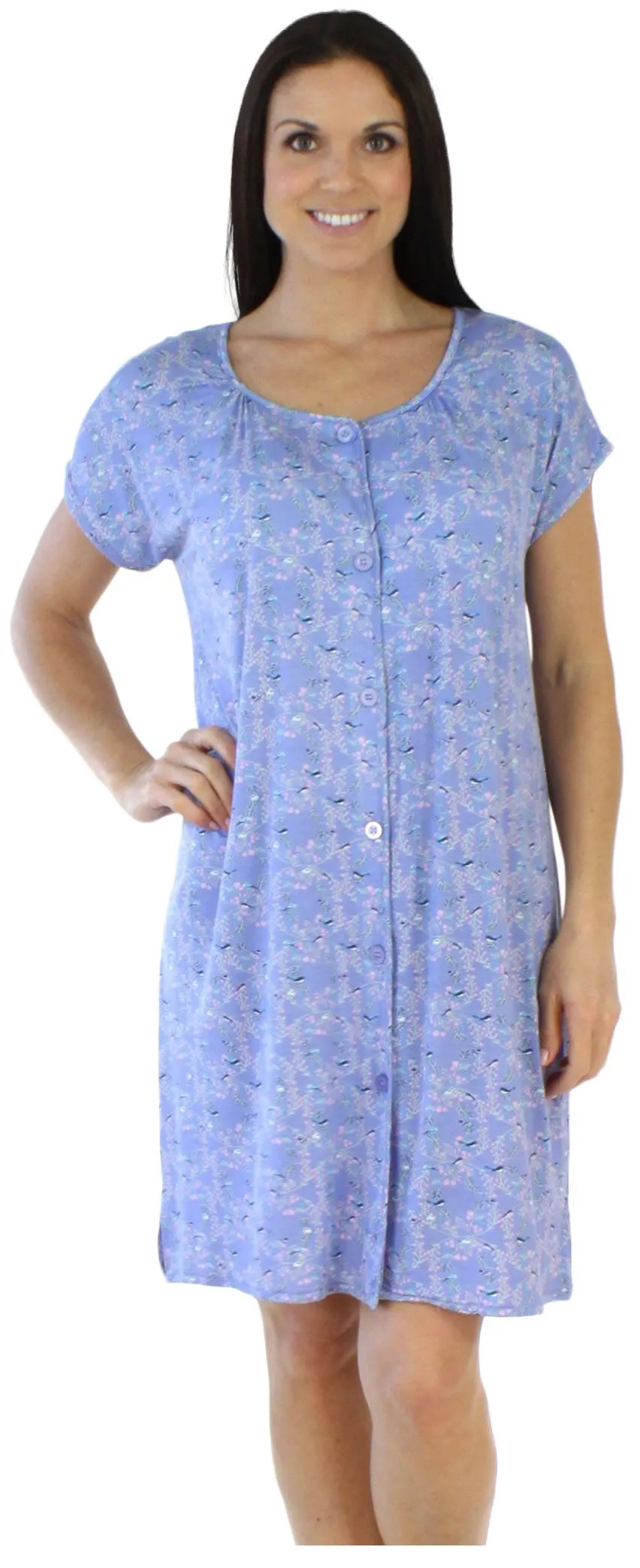 bSoft Women's Bamboo Jersey Button Up Sleep Dress Pajama