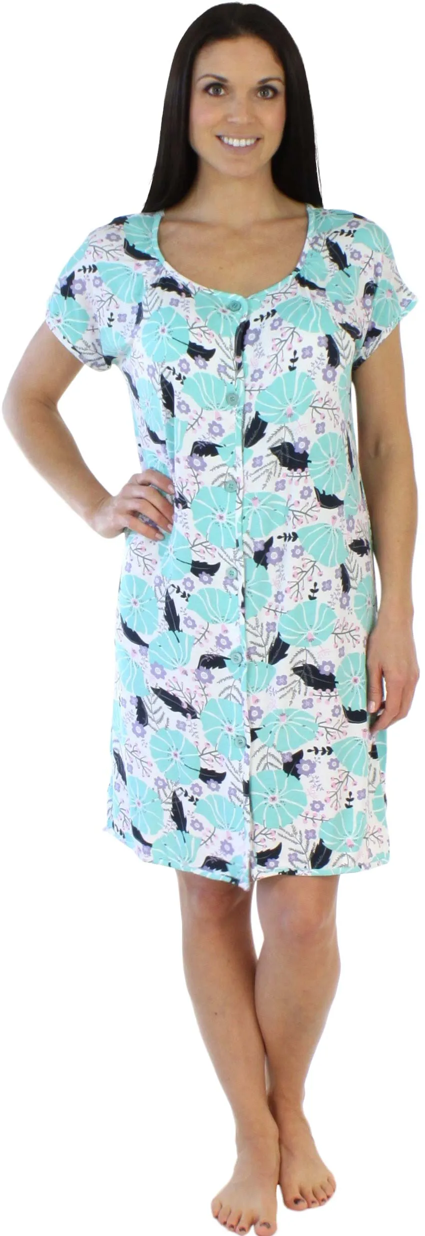 bSoft Women's Bamboo Jersey Button Up Sleep Dress Pajama
