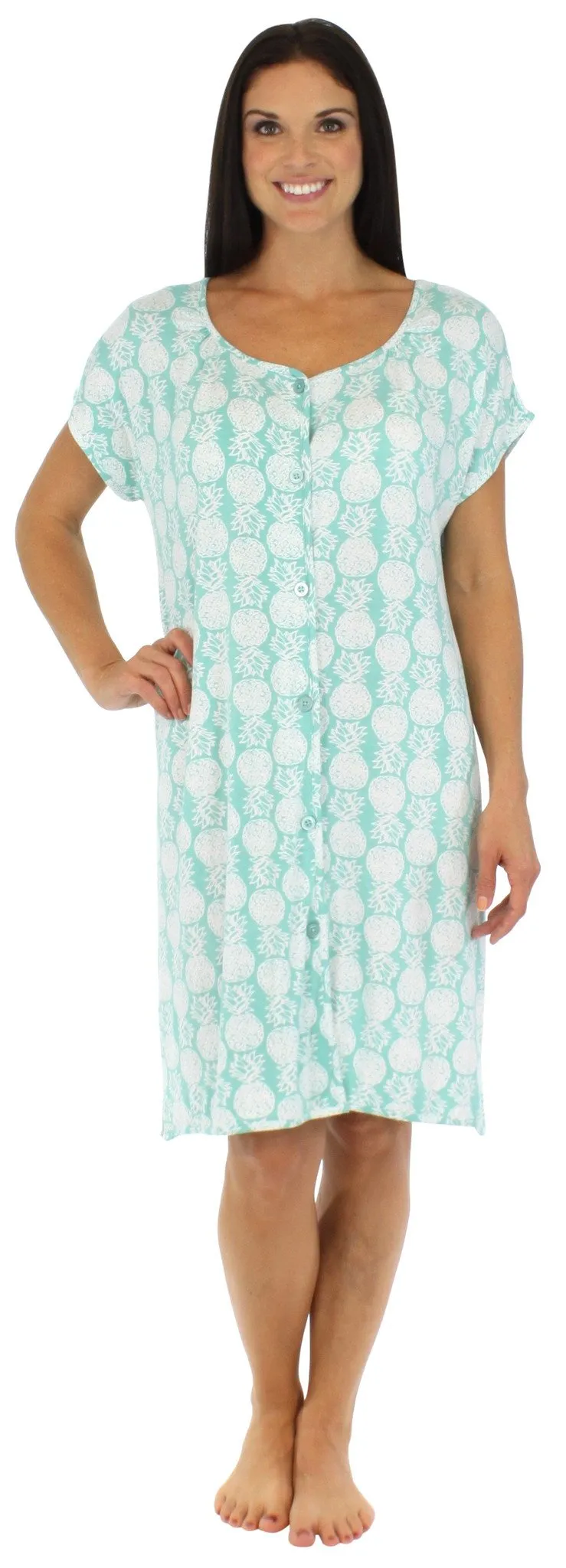 bSoft Women's Bamboo Jersey Button Up Sleep Dress Pajama