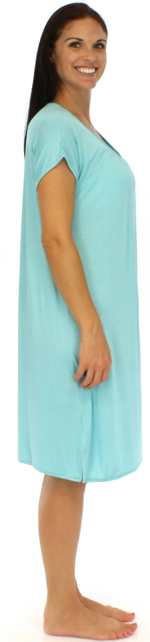 bSoft Women's Bamboo Jersey Button Up Sleep Dress Pajama