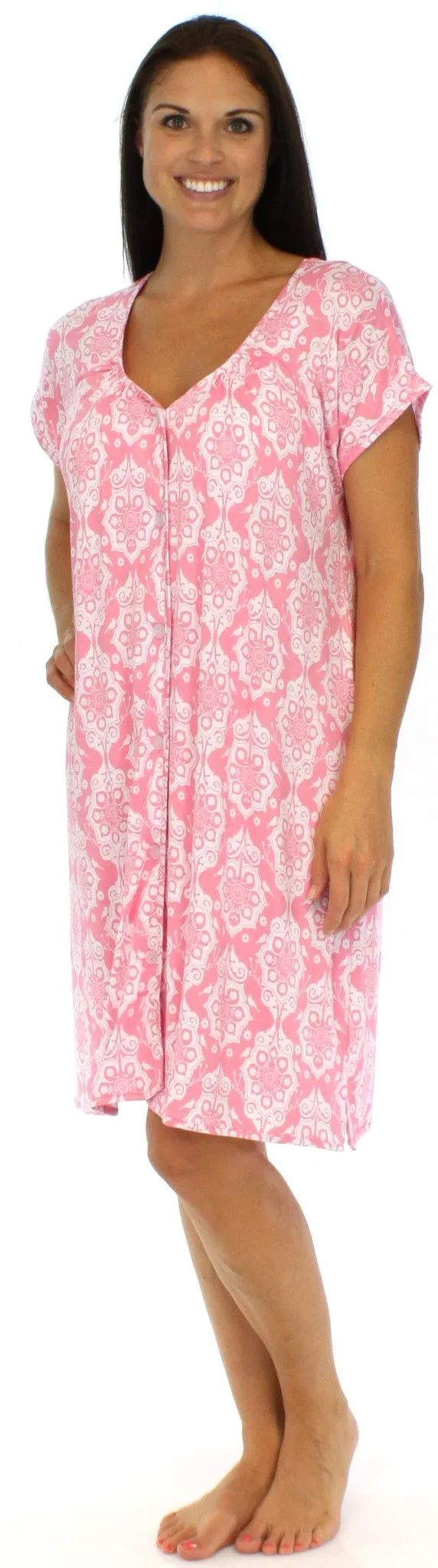 bSoft Women's Bamboo Jersey Button Up Sleep Dress Pajama